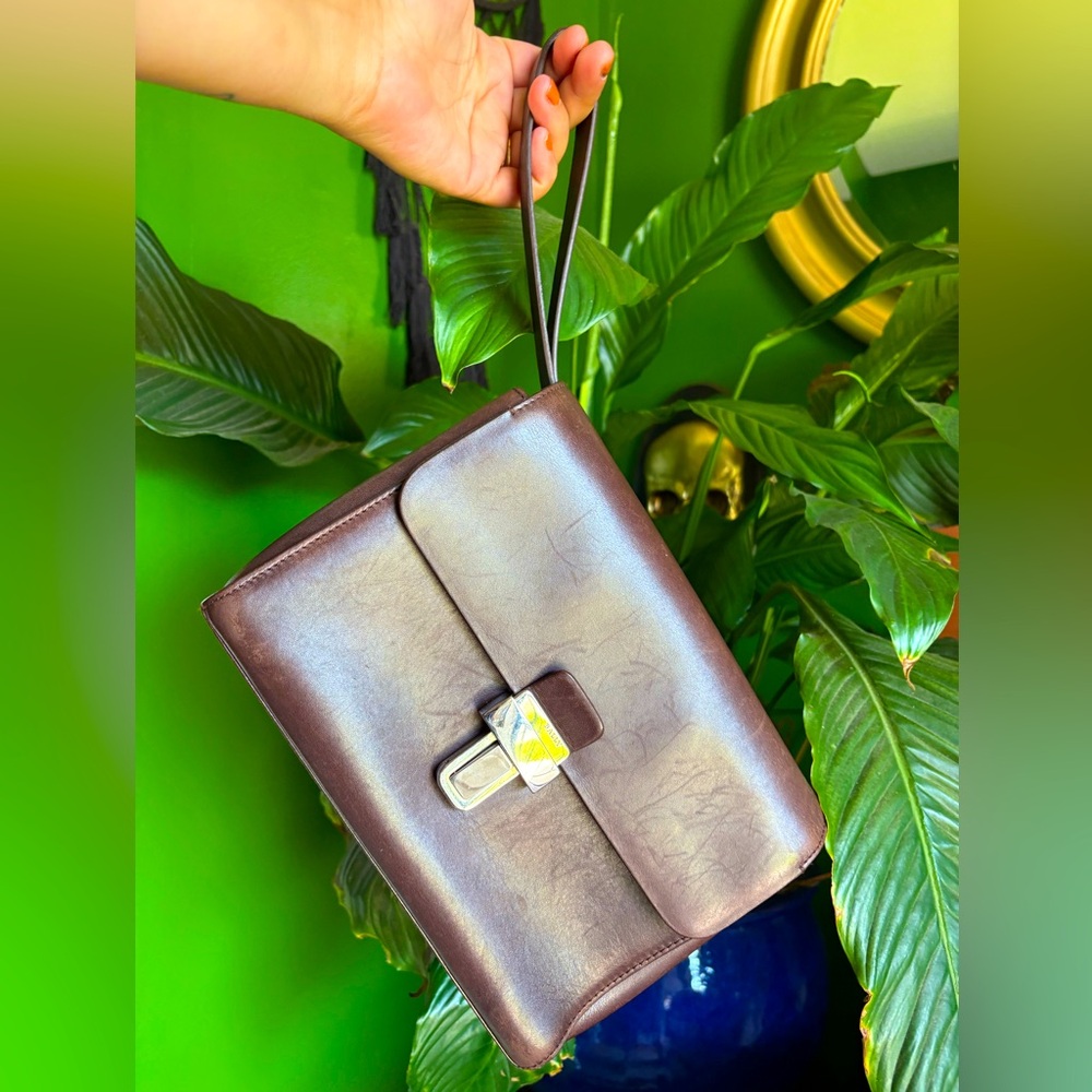 BALLY Brown Leather Clutch or Wristlet